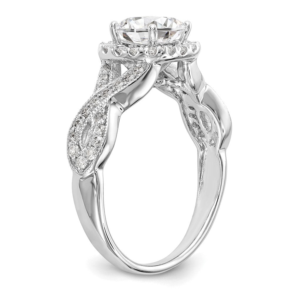 14K Weißgold Verlobungsring mit Halo aus simuliertem Diamant