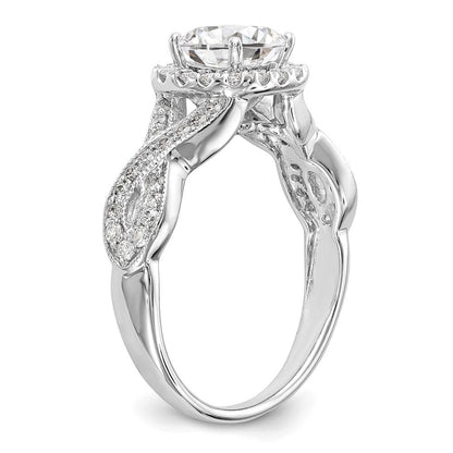 14K Weißgold Verlobungsring mit Halo aus simuliertem Diamant