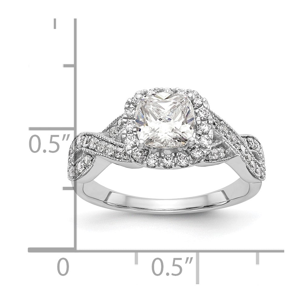14K Weißgold Verlobungsring mit Halo aus simuliertem Diamant