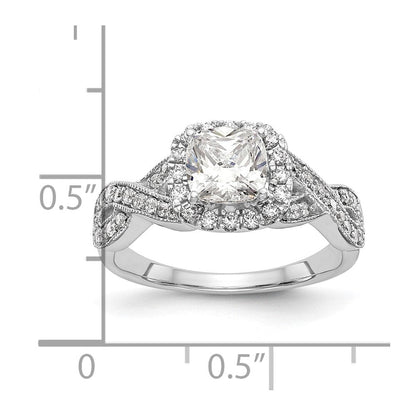 14K Weißgold Verlobungsring mit Halo aus simuliertem Diamant