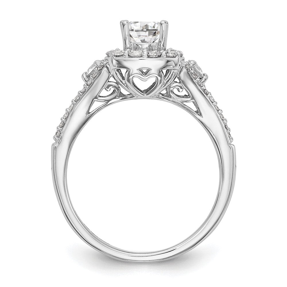 14K Weißgold Verlobungsring mit Diamant im Kissenschliff und Halo
