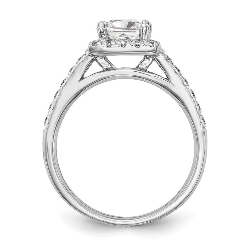 14K Weißgold Heiligenschein Plus (holds 1 Karat (5.5mm) Princess Mittig) 1/2 Karat Diamant Halbfassung Verlobungsring