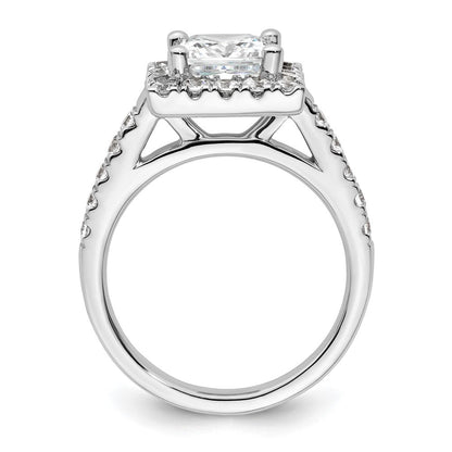 14K Weißgold Heiligenschein Plus (holds 1.75 Karat (6.9mm) Princess Mittig) 7/8 Karat Diamant Halbfassung Verlobungsring