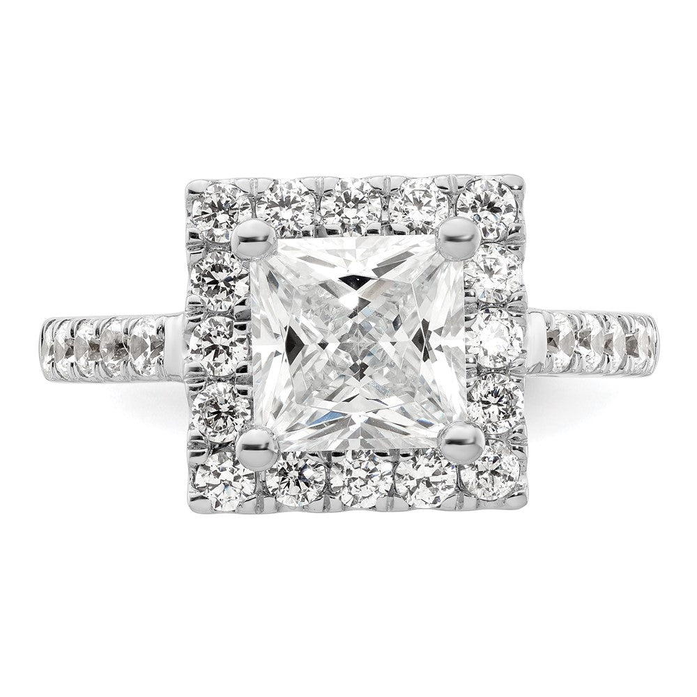 14K Weißgold Heiligenschein Plus (holds 1.75 Karat (6.9mm) Princess Mittig) 7/8 Karat Diamant Halbfassung Verlobungsring