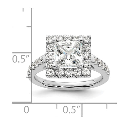14K Weißgold Heiligenschein Plus (holds 1.75 Karat (6.9mm) Princess Mittig) 7/8 Karat Diamant Halbfassung Verlobungsring