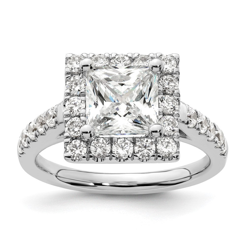 14K Weißgold Heiligenschein Plus (holds 1.75 Karat (6.9mm) Princess Mittig) 7/8 Karat Diamant Halbfassung Verlobungsring