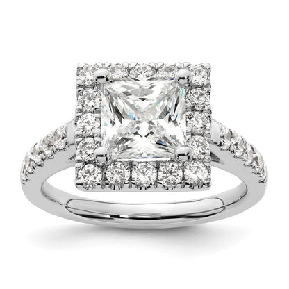 14K Weißgold Heiligenschein Plus (holds 1.75 Karat (6.9mm) Princess Mittig) 7/8 Karat Diamant Halbfassung Verlobungsring