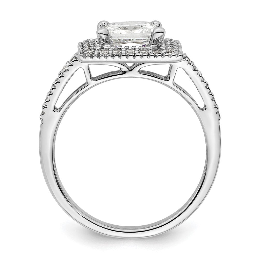14K Weißgold Heiligenschein Plus (holds 2 Karat (7.5mm) Princess Mittig) 1/3 Diamant Halbfassung Verlobungsring