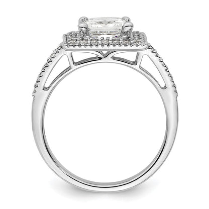 14K Weißgold Heiligenschein Plus (holds 2 Karat (7.5mm) Princess Mittig) 1/3 Diamant Halbfassung Verlobungsring