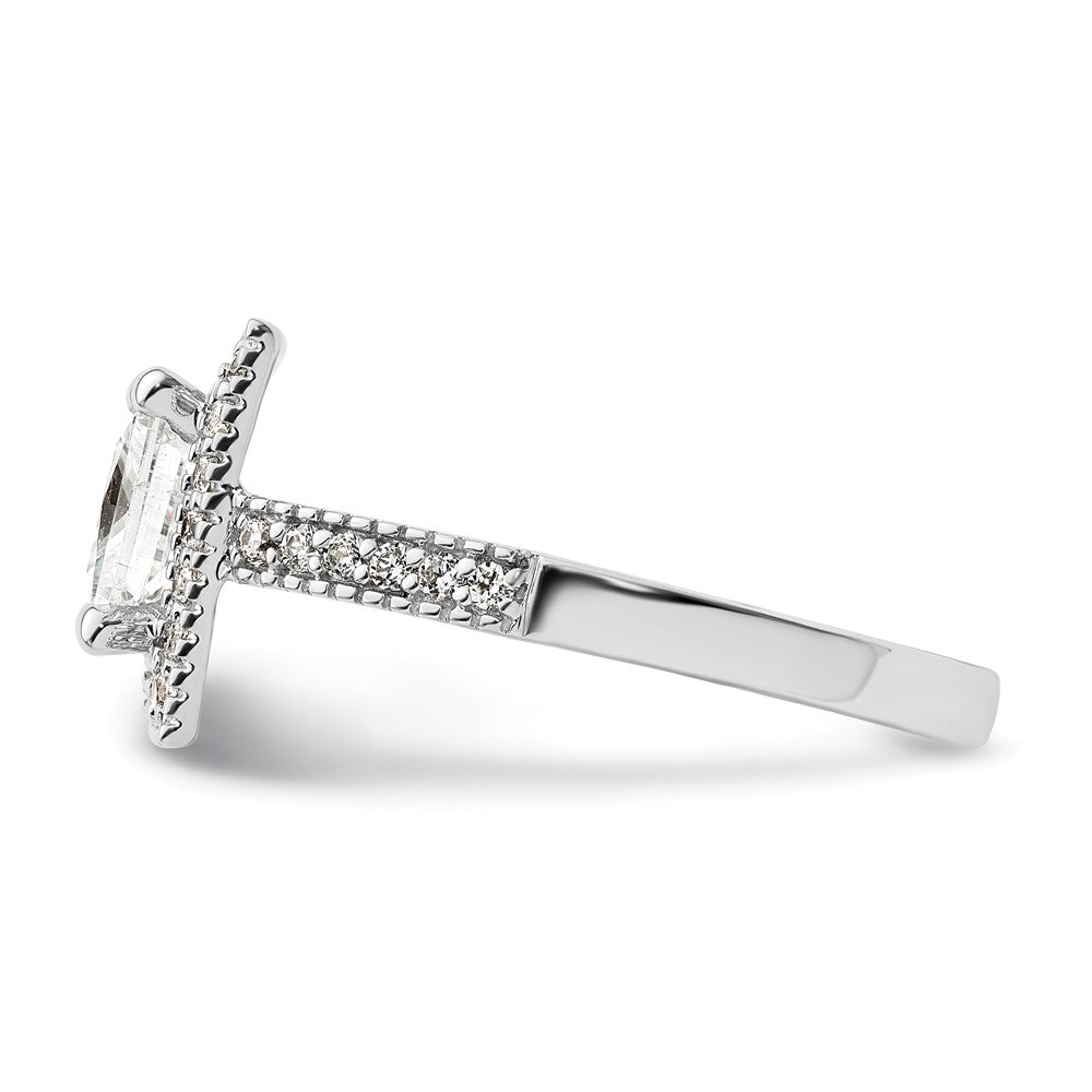 14K Weißgold Heiligenschein Plus (holds 2 Karat (7.5mm) Princess Mittig) 1/3 Diamant Halbfassung Verlobungsring