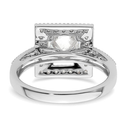 14K Weißgold Heiligenschein Plus (holds 2 Karat (7.5mm) Princess Mittig) 1/3 Diamant Halbfassung Verlobungsring