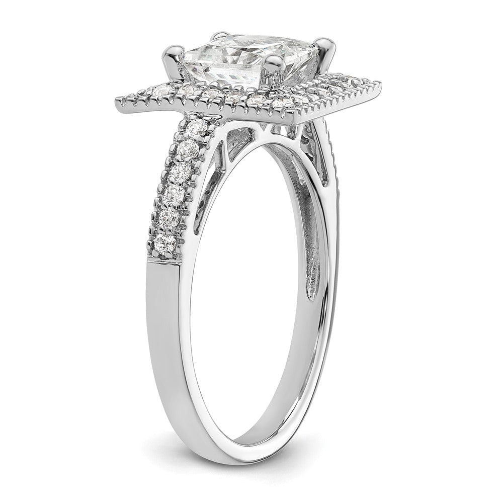 14K Weißgold Heiligenschein Plus (holds 2 Karat (7.5mm) Princess Mittig) 1/3 Diamant Halbfassung Verlobungsring