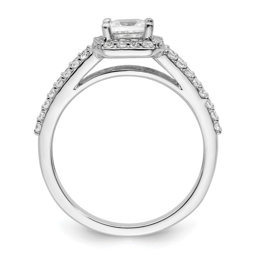 14K Weißgold Heiligenschein Plus (holds 1/2 Karat (4.5mm) Princess Mittig) Diamant Halbfassung Verlobungsring