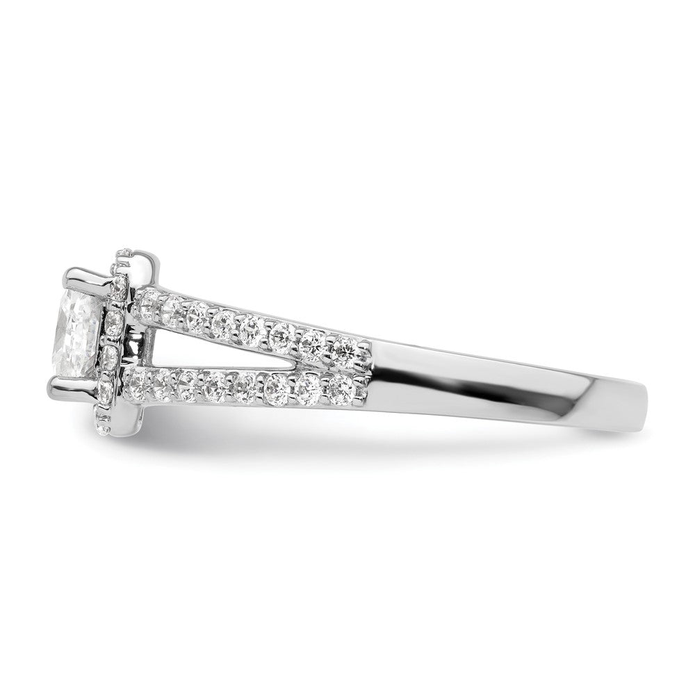 14K Weißgold Heiligenschein Plus (holds 1/2 Karat (4.5mm) Princess Mittig) Diamant Halbfassung Verlobungsring