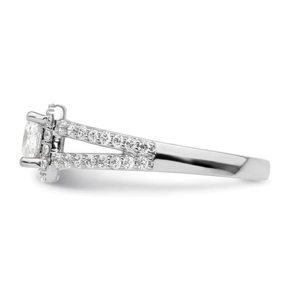 14K Weißgold Heiligenschein Plus (holds 1/2 Karat (4.5mm) Princess Mittig) Diamant Halbfassung Verlobungsring