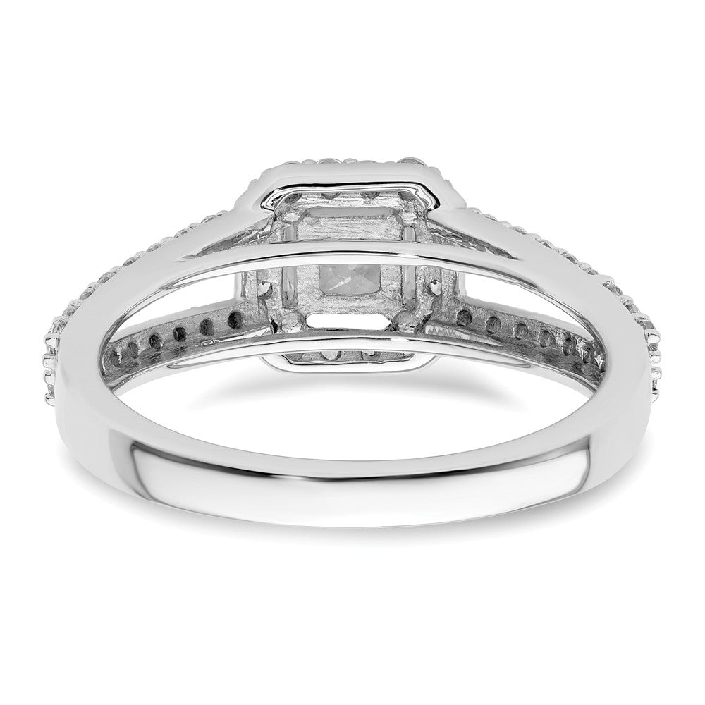 14K Weißgold Heiligenschein Plus (holds 1/2 Karat (4.5mm) Princess Mittig) Diamant Halbfassung Verlobungsring