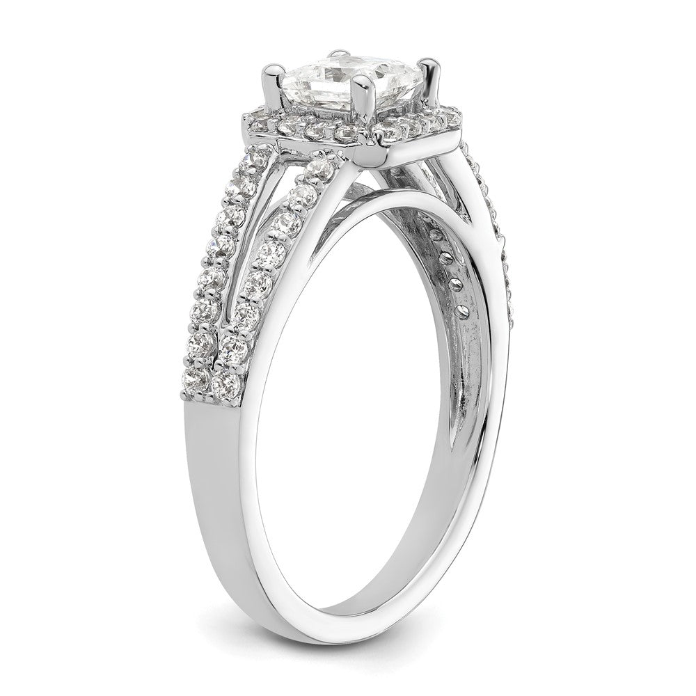 14K Weißgold Heiligenschein Plus (holds 1/2 Karat (4.5mm) Princess Mittig) Diamant Halbfassung Verlobungsring