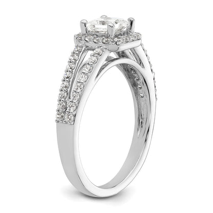 14K Weißgold Heiligenschein Plus (holds 1/2 Karat (4.5mm) Princess Mittig) Diamant Halbfassung Verlobungsring