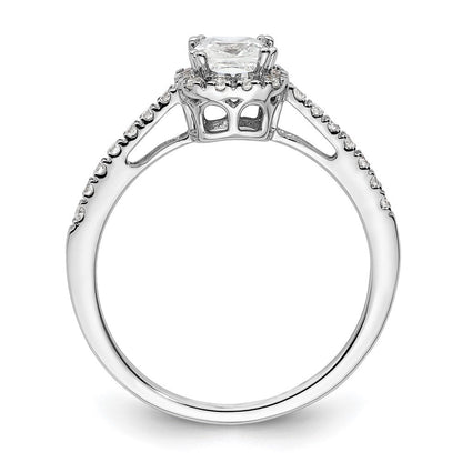 14K Weißgold Verlobungsring mit 0,75 ct. Kissenschliff-Mittelstein und 0,25 ct. im Labor gezüchteten Diamanten, VS/SI+ G+