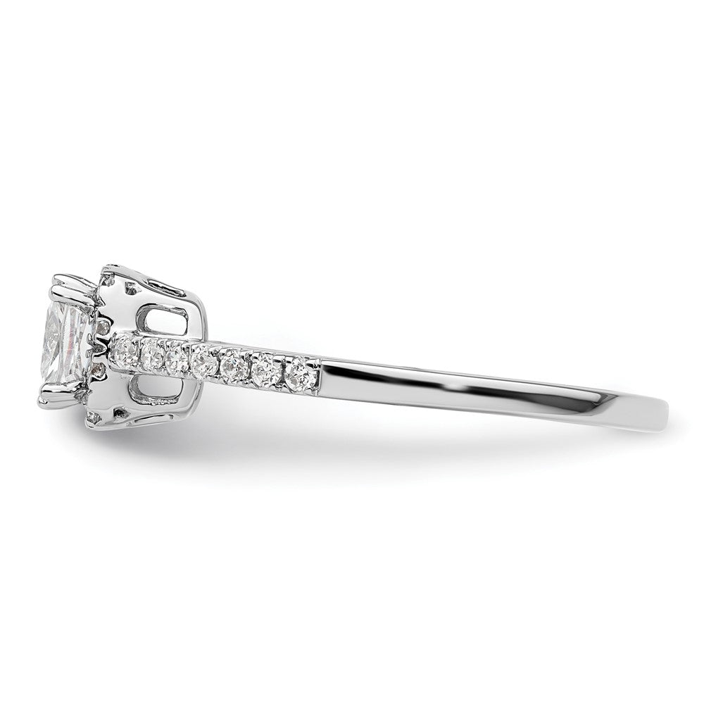 14K Weißgold Verlobungsring mit 0,75 ct. Kissenschliff-Mittelstein und 0,25 ct. im Labor gezüchteten Diamanten, VS/SI+ G+