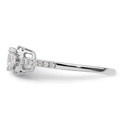 14K Weißgold Verlobungsring mit 0,75 ct. Kissenschliff-Mittelstein und 0,25 ct. im Labor gezüchteten Diamanten, VS/SI+ G+