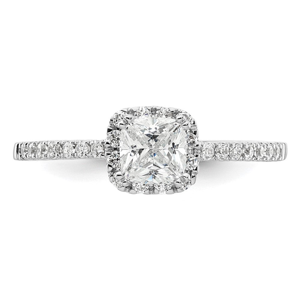 14K Weißgold Verlobungsring mit 0,75 ct. Kissenschliff-Mittelstein und 0,25 ct. im Labor gezüchteten Diamanten, VS/SI+ G+
