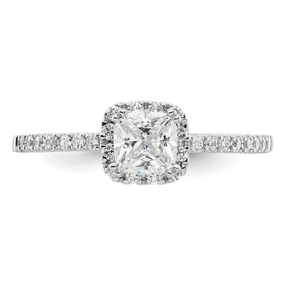 14K Weißgold Verlobungsring mit 0,75 ct. Kissenschliff-Mittelstein und 0,25 ct. im Labor gezüchteten Diamanten, VS/SI+ G+