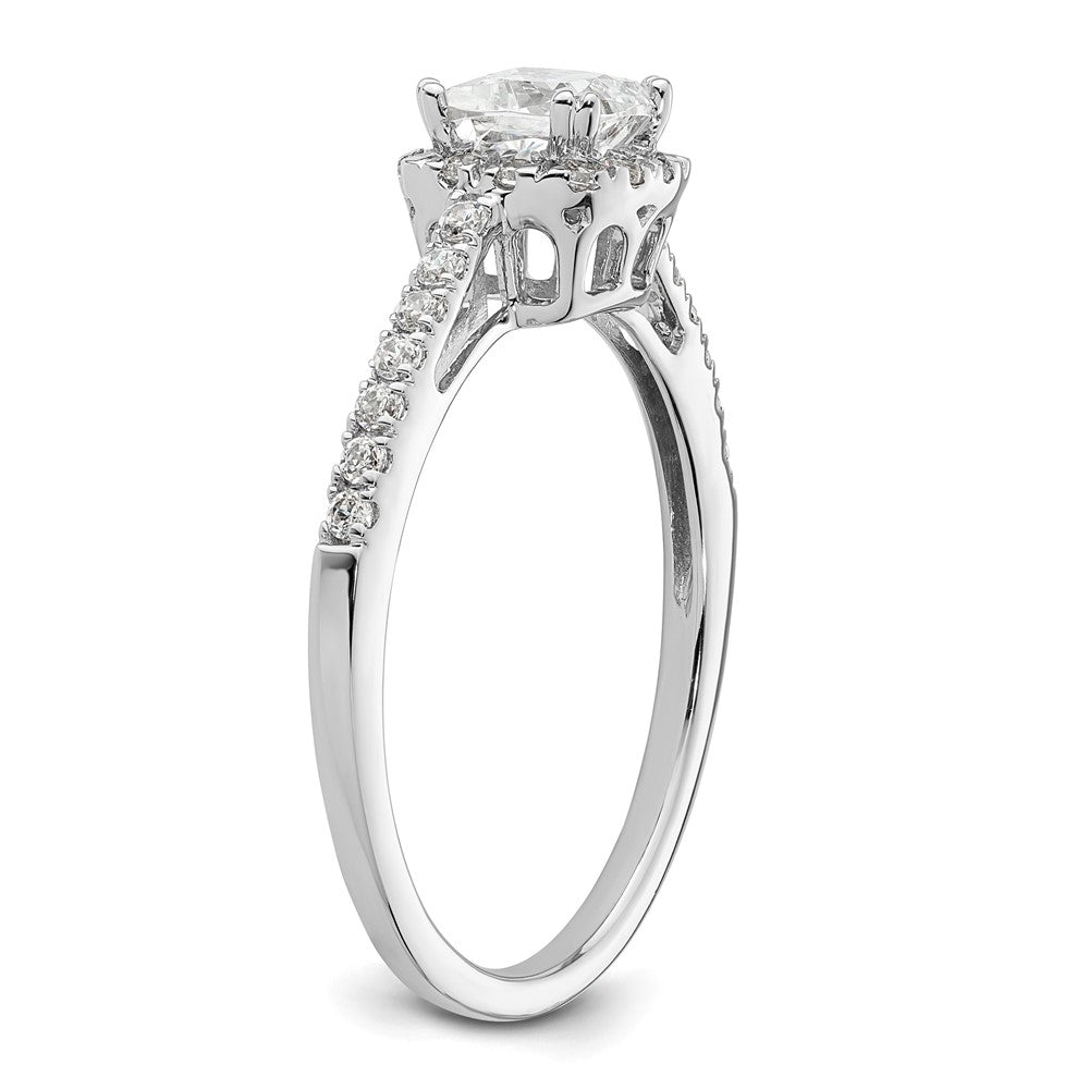14K Weißgold Verlobungsring mit 0,75 ct. Kissenschliff-Mittelstein und 0,25 ct. im Labor gezüchteten Diamanten, VS/SI+ G+