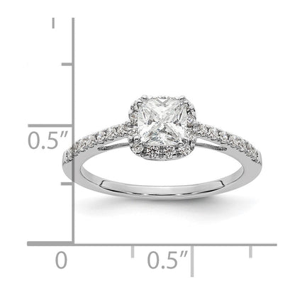 14K Weißgold Verlobungsring mit 0,75 ct. Kissenschliff-Mittelstein und 0,25 ct. im Labor gezüchteten Diamanten, VS/SI+ G+