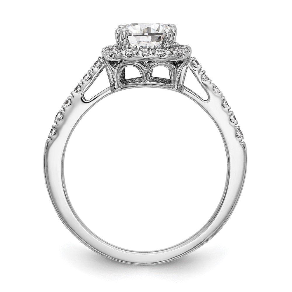 14K Weißgold Verlobungsring mit 0,375 ct. im Kissenschliff gezüchtetem Center-Diamant, VS/SI+ G+, Gesamtgewicht 0,875 ct