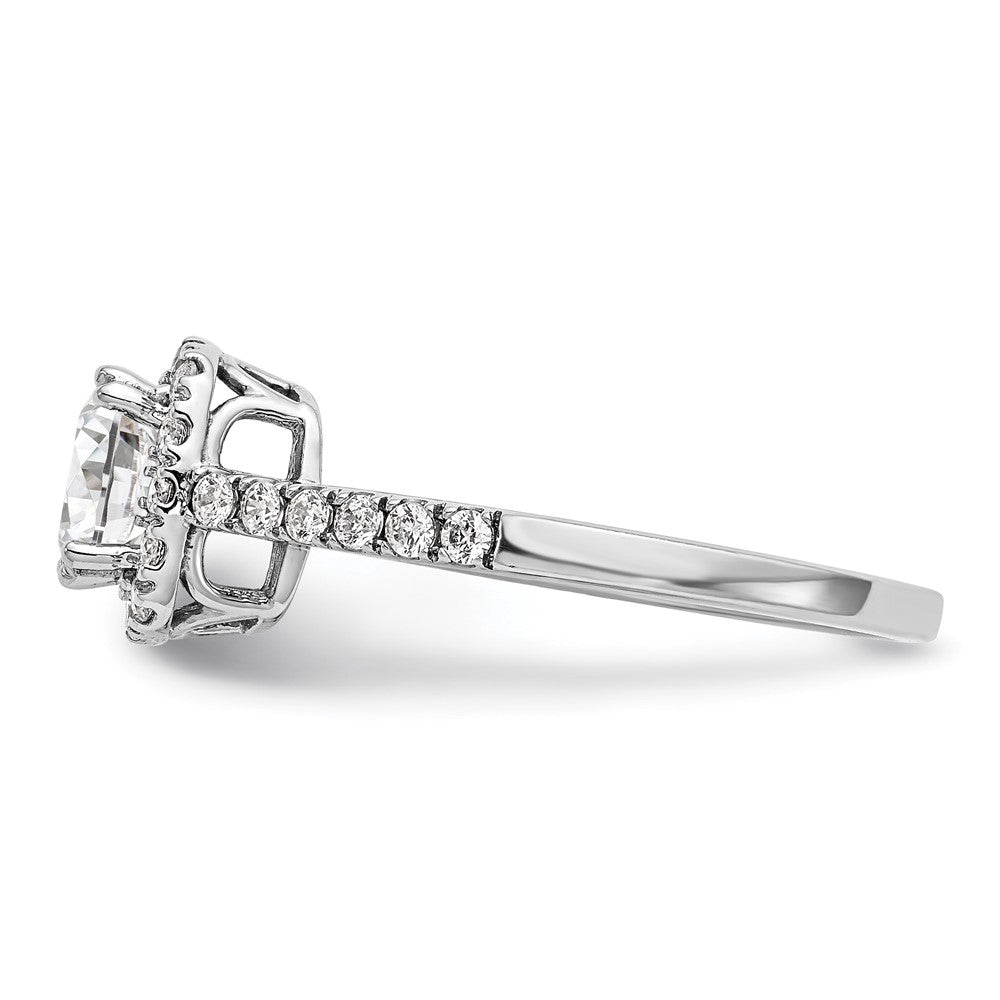 14K Weißgold Verlobungsring mit 0,375 ct. im Kissenschliff gezüchtetem Center-Diamant, VS/SI+ G+, Gesamtgewicht 0,875 ct