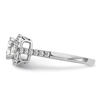 14K Weißgold Verlobungsring mit 0,375 ct. im Kissenschliff gezüchtetem Center-Diamant, VS/SI+ G+, Gesamtgewicht 0,875 ct