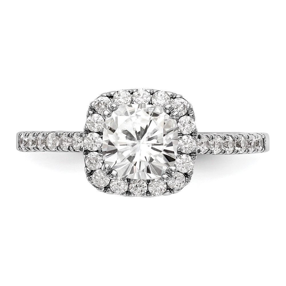 14K Weißgold Verlobungsring mit 0,375 ct. im Kissenschliff gezüchtetem Center-Diamant, VS/SI+ G+, Gesamtgewicht 0,875 ct