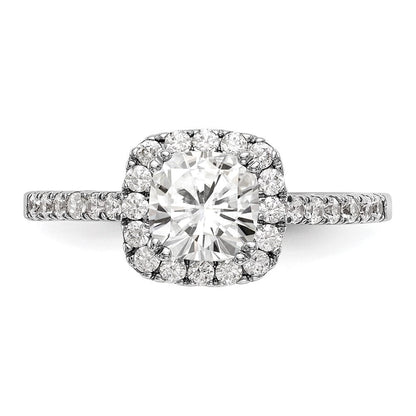 14K Weißgold Verlobungsring mit 0,375 ct. im Kissenschliff gezüchtetem Center-Diamant, VS/SI+ G+, Gesamtgewicht 0,875 ct