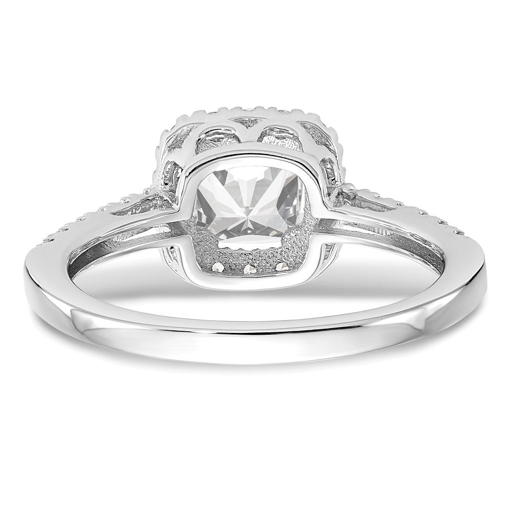 14K Weißgold Verlobungsring mit 0,375 ct. im Kissenschliff gezüchtetem Center-Diamant, VS/SI+ G+, Gesamtgewicht 0,875 ct