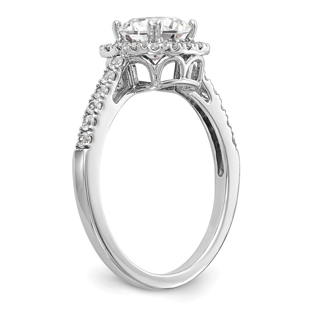 14K Weißgold Verlobungsring mit 0,375 ct. im Kissenschliff gezüchtetem Center-Diamant, VS/SI+ G+, Gesamtgewicht 0,875 ct