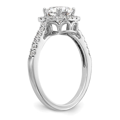 14K Weißgold Verlobungsring mit 0,375 ct. im Kissenschliff gezüchtetem Center-Diamant, VS/SI+ G+, Gesamtgewicht 0,875 ct
