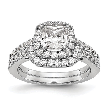 14K Weißgold Verlobungsring mit 0,375 ct. im Kissenschliff gezüchtetem Center-Diamant, VS/SI+ G+, Gesamtgewicht 0,875 ct