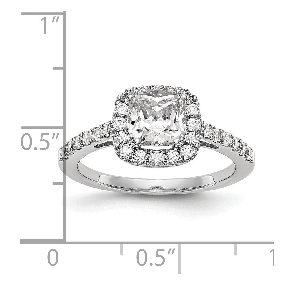 14K Weißgold Verlobungsring mit 0,375 ct. im Kissenschliff gezüchtetem Center-Diamant, VS/SI+ G+, Gesamtgewicht 0,875 ct