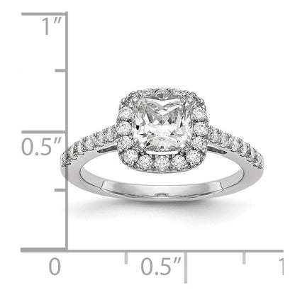 14K Weißgold Verlobungsring mit 0,375 ct. im Kissenschliff gezüchtetem Center-Diamant, VS/SI+ G+, Gesamtgewicht 0,875 ct