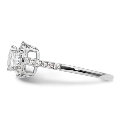 14K Weißgold Heiligenschein Plus (holds 1.75 Karat (7.00mm) Kissen Mittig) 3/8 Karat Diamant Halbfassung Verlobungsring