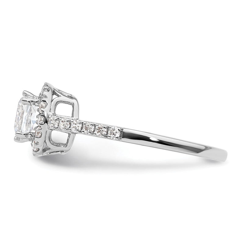 14K Weißgold Heiligenschein Plus (holds 1.75 Karat (7.00mm) Kissen Mittig) 3/8 Karat Diamant Halbfassung Verlobungsring
