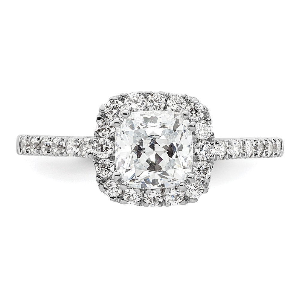 14K Weißgold Heiligenschein Plus (holds 1.75 Karat (7.00mm) Kissen Mittig) 3/8 Karat Diamant Halbfassung Verlobungsring