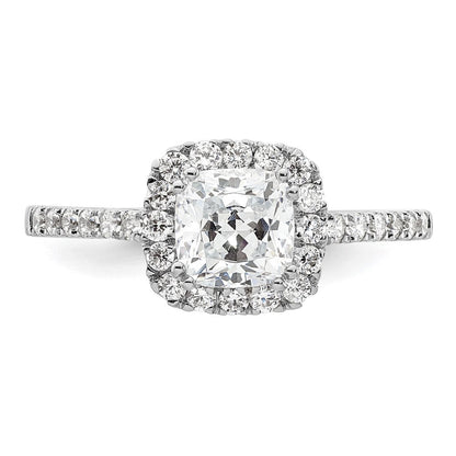 14K Weißgold Heiligenschein Plus (holds 1.75 Karat (7.00mm) Kissen Mittig) 3/8 Karat Diamant Halbfassung Verlobungsring