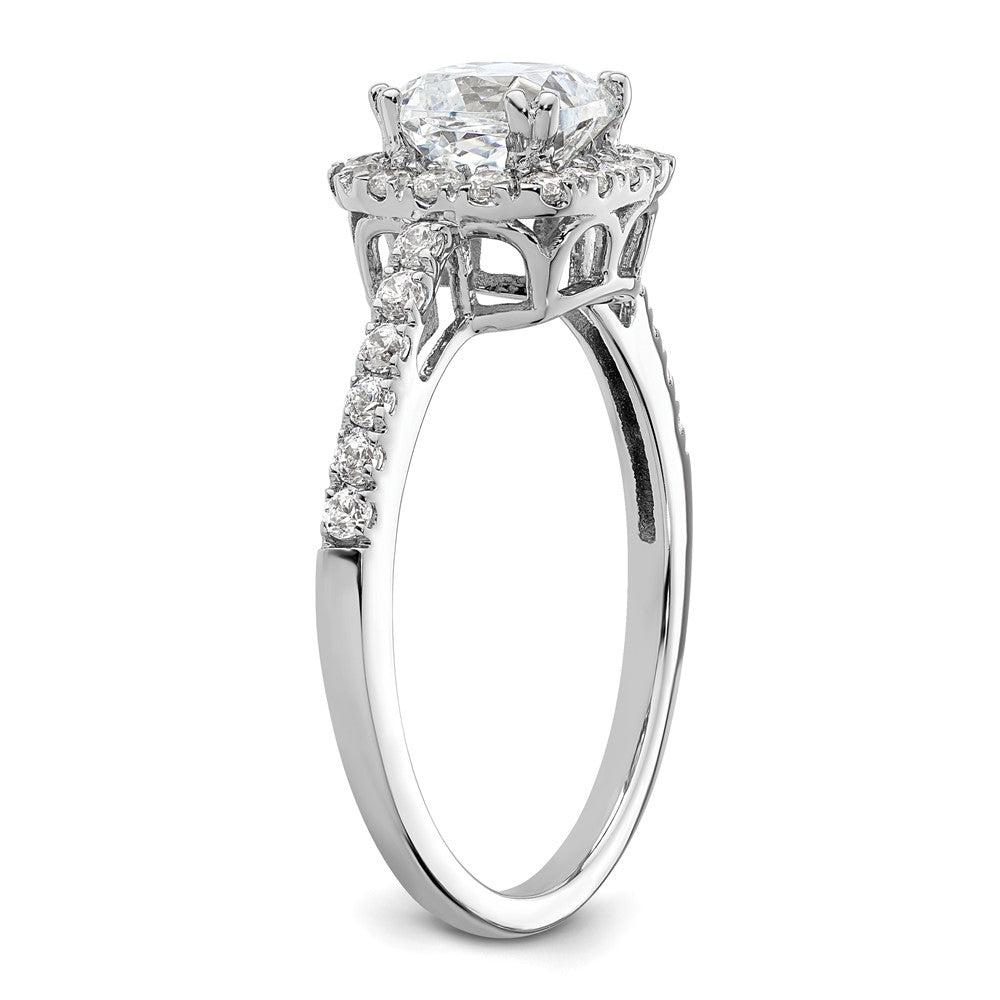 14K Weißgold Heiligenschein Plus (holds 1.75 Karat (7.00mm) Kissen Mittig) 3/8 Karat Diamant Halbfassung Verlobungsring