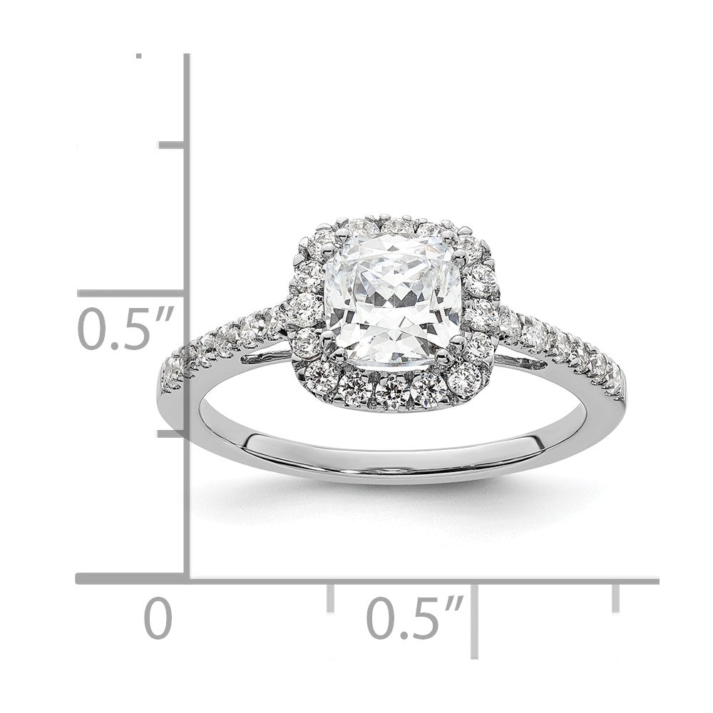 14K Weißgold Heiligenschein Plus (holds 1.75 Karat (7.00mm) Kissen Mittig) 3/8 Karat Diamant Halbfassung Verlobungsring