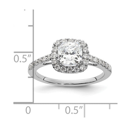 14K Weißgold Heiligenschein Plus (holds 1.75 Karat (7.00mm) Kissen Mittig) 3/8 Karat Diamant Halbfassung Verlobungsring