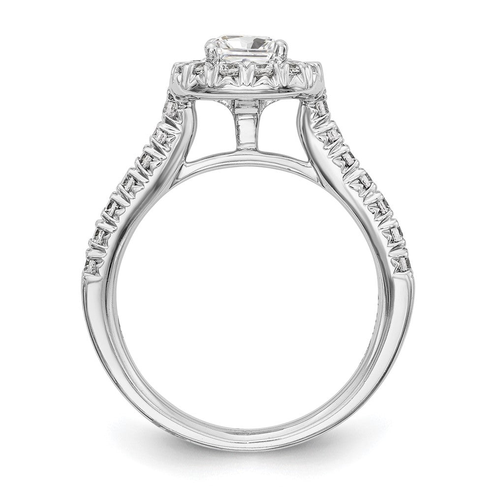 14K Weißgold Heiligenschein Plus (holds 1/2 Karat (4.8mm) Kissen Mittig) 3/4 Diamant Halbfassung Verlobungsring