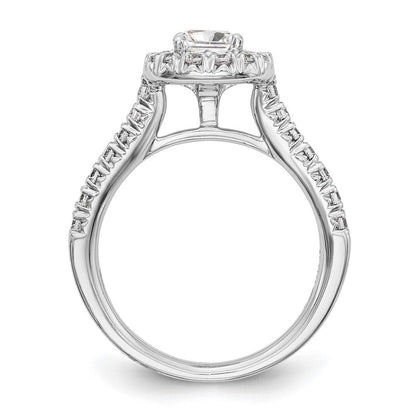14K Weißgold Heiligenschein Plus (holds 1/2 Karat (4.8mm) Kissen Mittig) 3/4 Diamant Halbfassung Verlobungsring