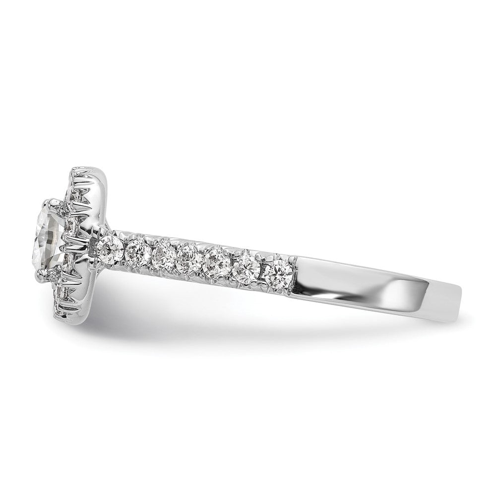 14K Weißgold Heiligenschein Plus (holds 1/2 Karat (4.8mm) Kissen Mittig) 3/4 Diamant Halbfassung Verlobungsring